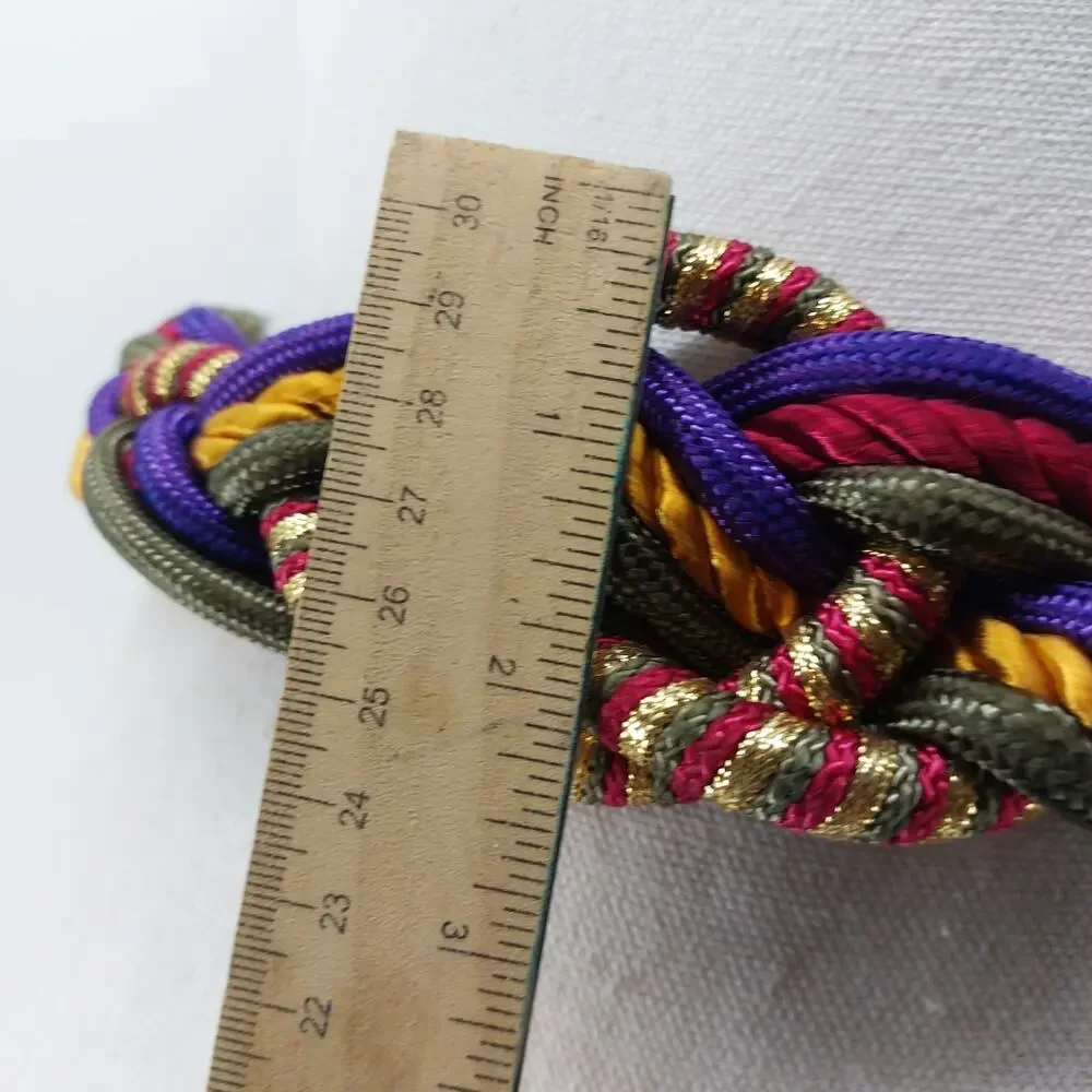 Vintage Macreme Braided Knotted Bohemian Multicolored Belt Small Medium